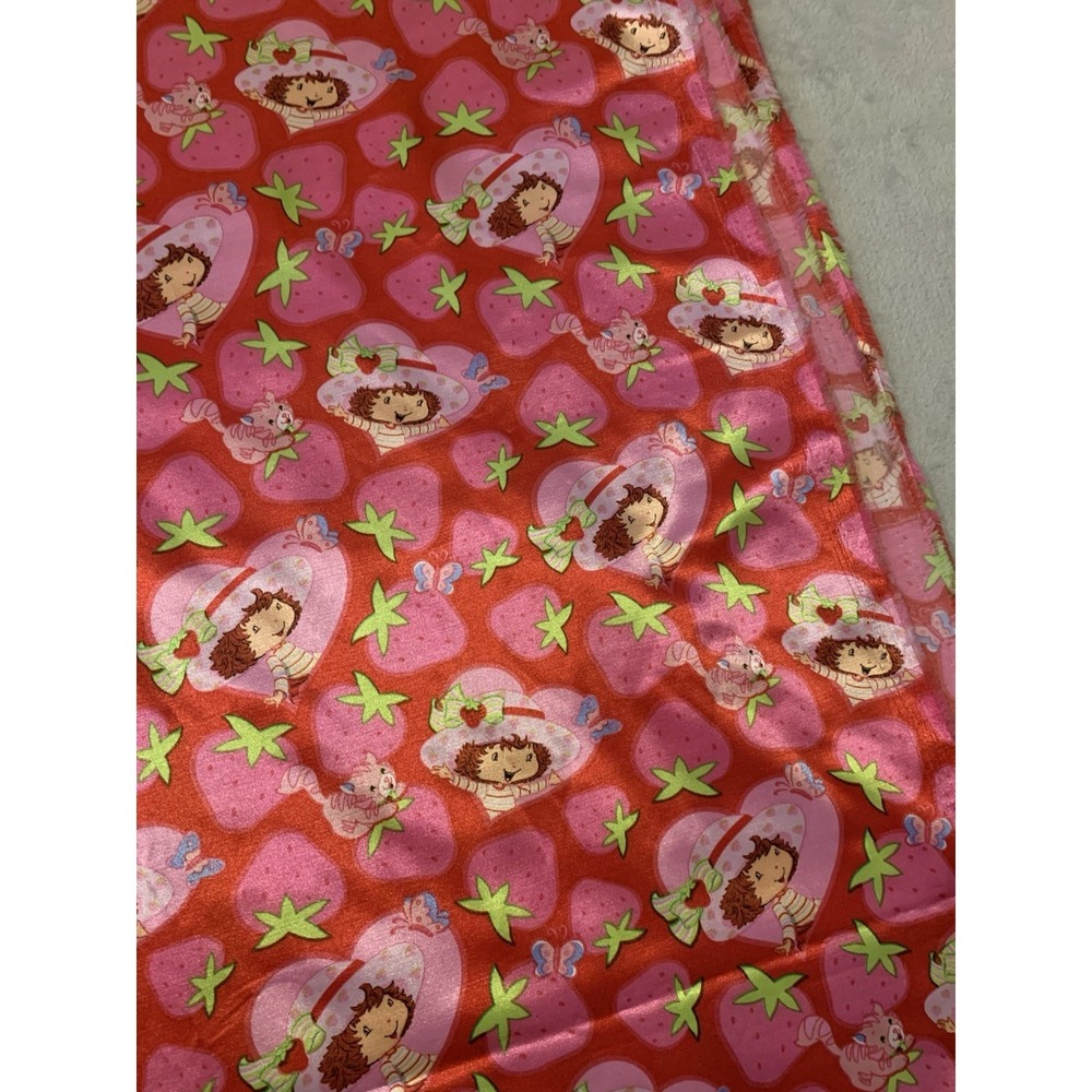 Strawberry Shortcake Satin Front Craft Sewing Fabric OOP Vintage 2000s